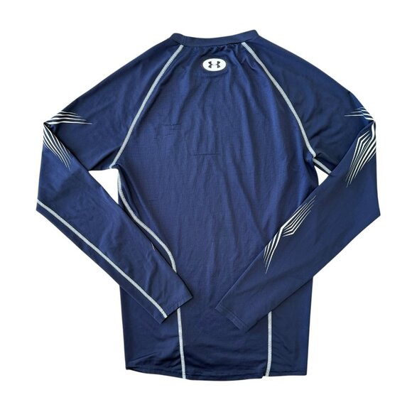 Under Armour Fitted Long Sleeve Shirt Mens Small Grippy Compression Blue - Picture 3 of 6